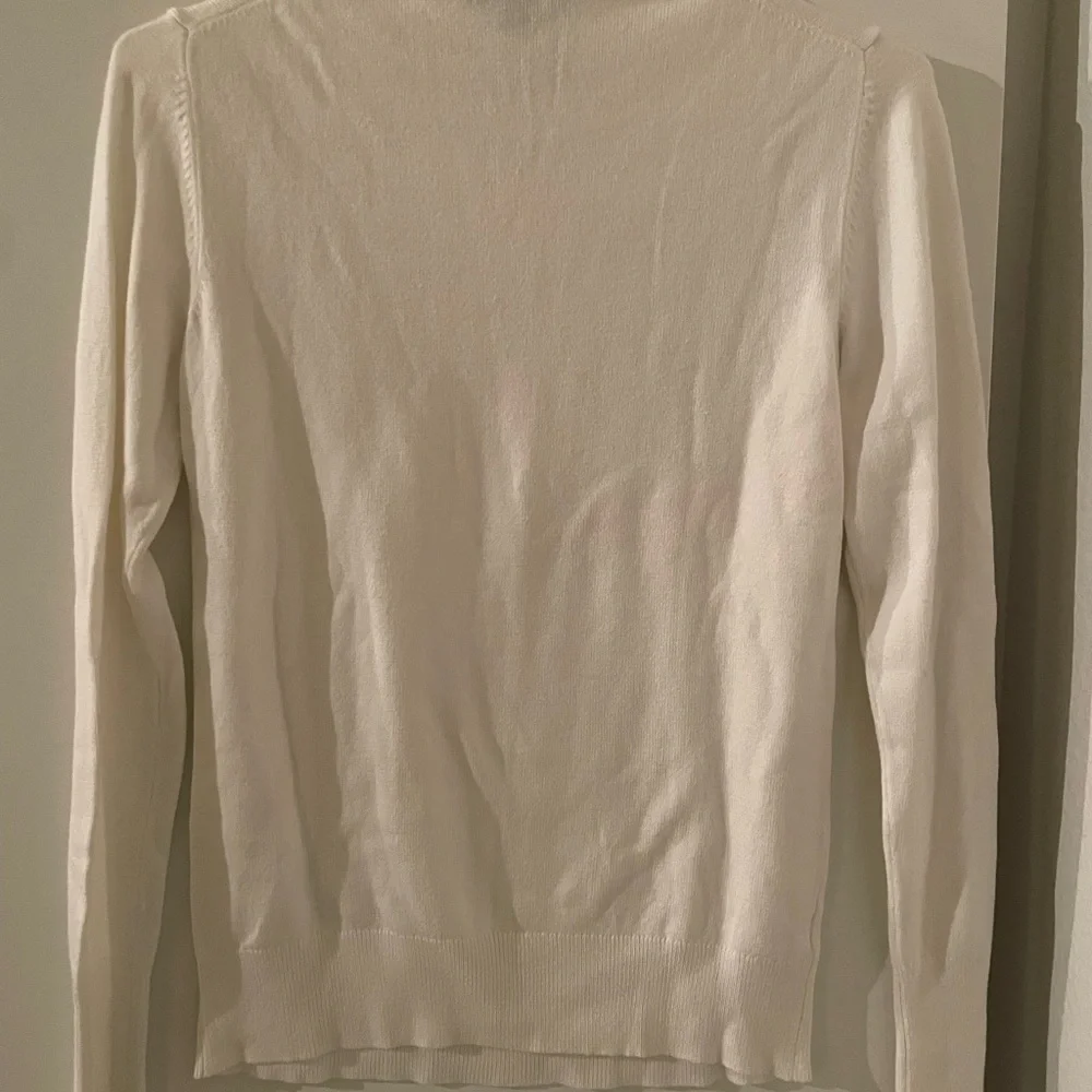 Ann Taylor Crew Neck Sweater Ivory/White Long Sleeve Lightweight